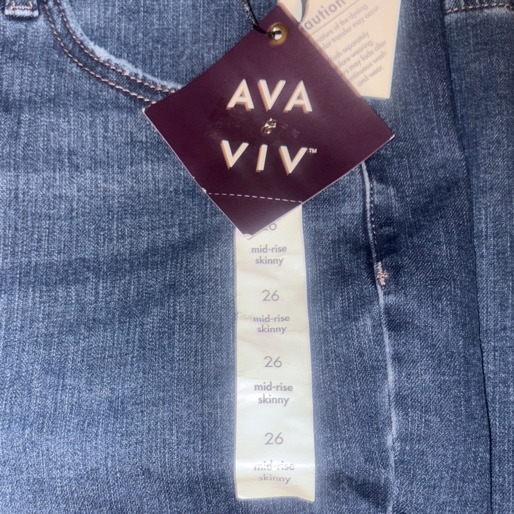 Ava & Viv Dark wash Blue High Rise skinny jeans new - Picture 4 of 7